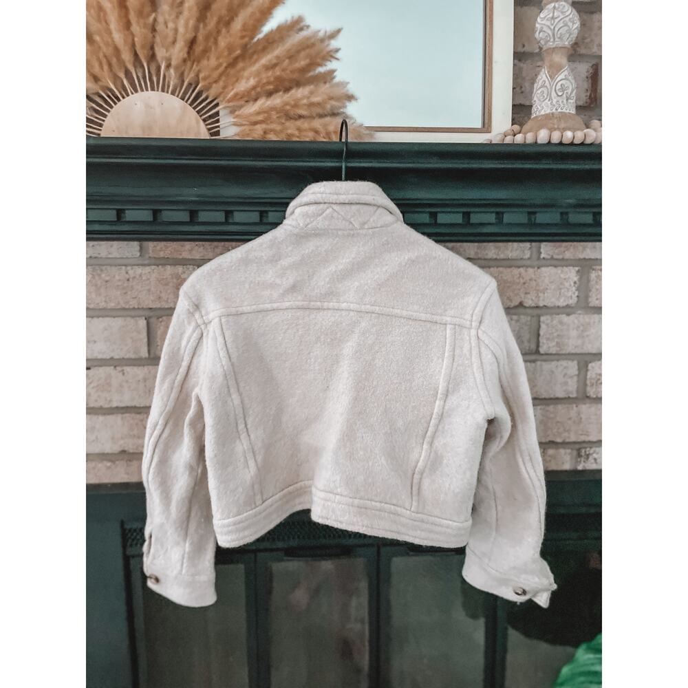 Wilfred Boiled Wool Cropped Trucker Jacket Small Cream Shacket - Picture 6 of 12